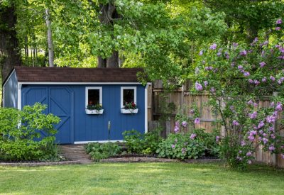 Garden shed in backyard